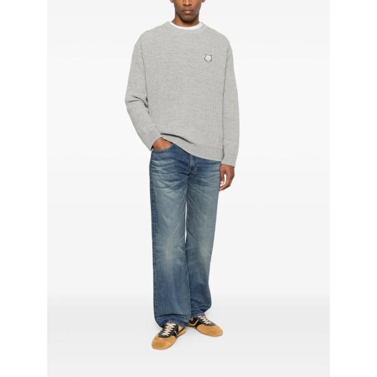 26SS 메종키츠네 폭스 헤드 코튼 립드 점퍼 QM00806KT1189 PATGR GREY - MAISON KITSUNE