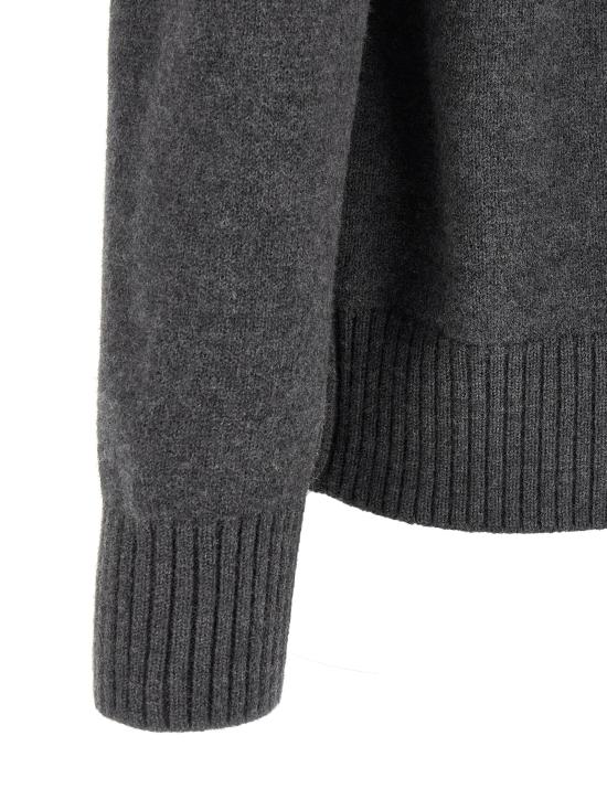 26SS 아미 하트 로고 인타르시아 V넥 가디건 UKC367018084 Gray - AMI