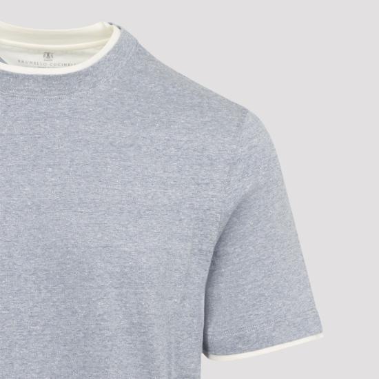 26SS 브루넬로 쿠치넬리 반팔 티셔츠 MW8357427 Blue - BRUNELLO CUCINELLI