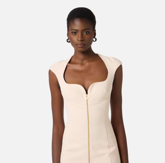 26SS 엘리자베타프랜치 미디 원피스 AB90061E2 193 Burro - ELISABETTA FRANCHI