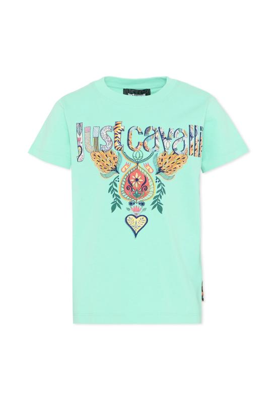 26SS [키즈] Just cavalli kids 티셔츠 JBP26066TS GREEN OCEAN WAVE LIGHT BLUE