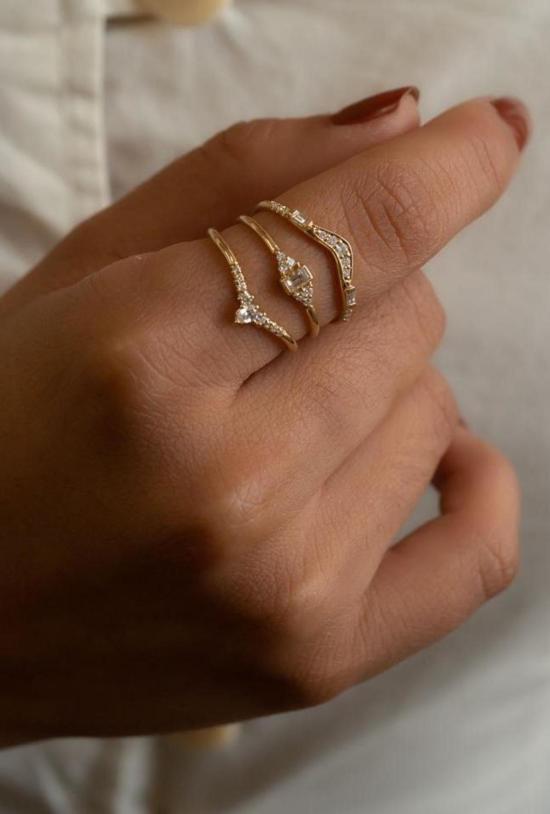  제니 권 디자인스 반지 제니 권, 다이아몬드 바게트 클러스터 위스퍼 링 디자인 - JENNIE KWON DESIGNS