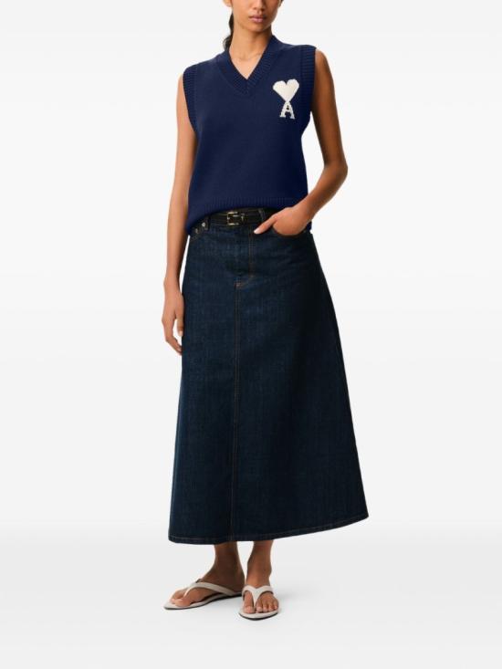 26SS 아미 니트 베스트 UKS860 KN0156 A116 Blue - AMI