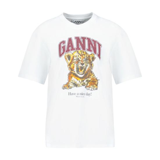 26SS 가니 코튼 저지 비디드 타이거 티셔츠 A1050060 151 WHITE