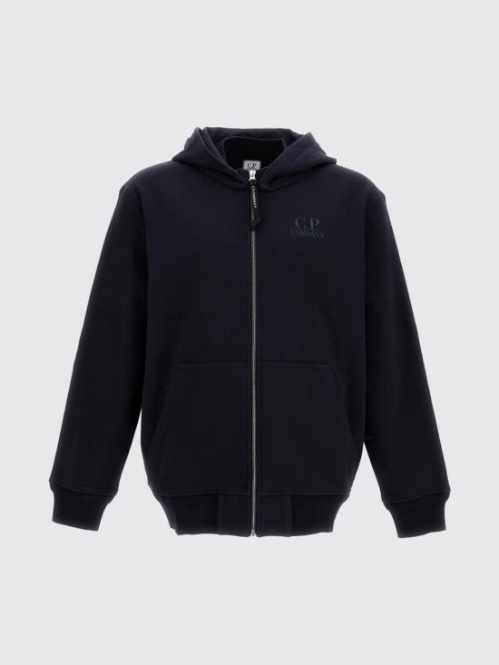 26SS 씨피 컴퍼니 다이애그널 레이즈드 플리스 집 후드 스웨트셔츠 20CMSS025A005086W 888 Blue - C.P. COMPANY