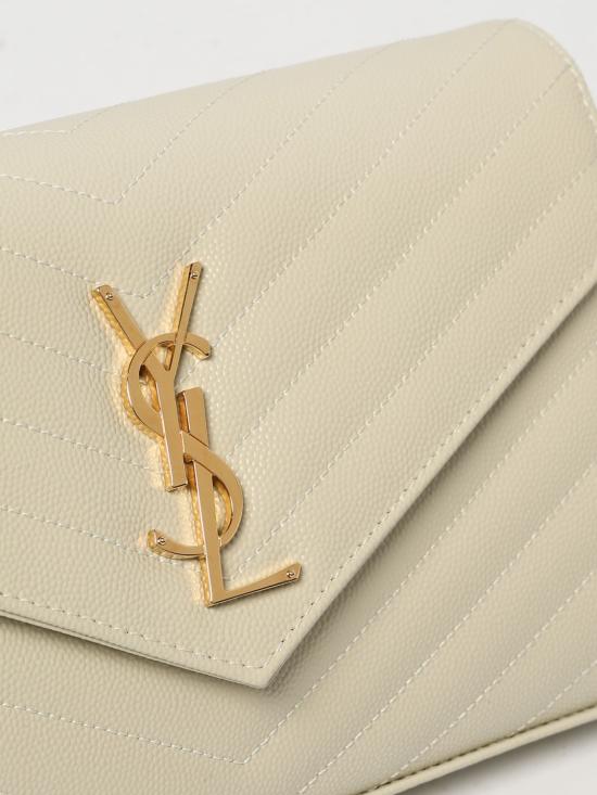 26SS 생로랑 레더 카산드라 체인 월렛 377828BOW01 9207 Yellow Cream - SAINT LAURENT