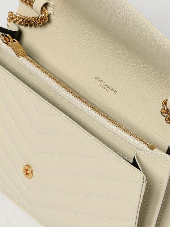 26SS 생로랑 레더 카산드라 체인 월렛 377828BOW01 9207 Yellow Cream - SAINT LAURENT