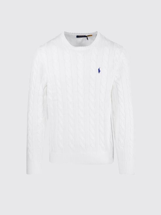 26SS 폴로 랄프로렌 로고 자수 케이블 니트 스웨터 710775885 033 White - POLO RALPH LAUREN