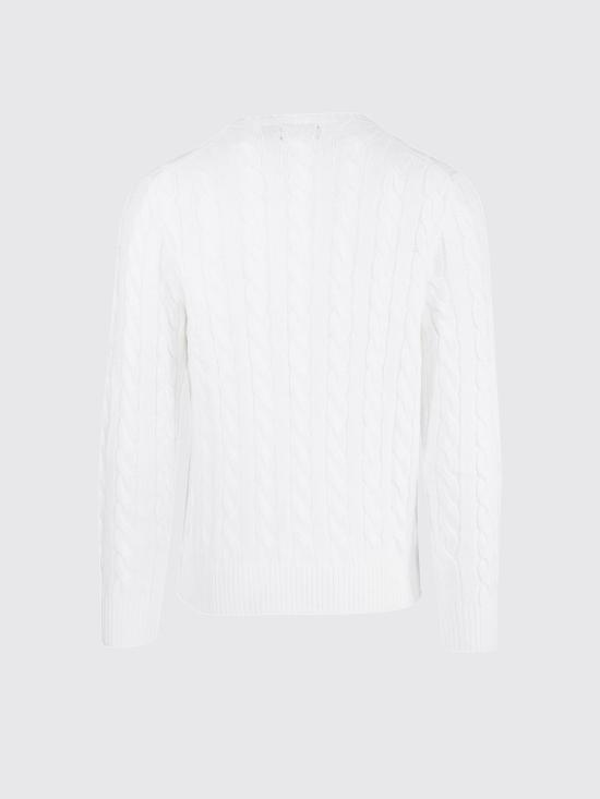 26SS 폴로 랄프로렌 로고 자수 케이블 니트 스웨터 710775885 033 White - POLO RALPH LAUREN