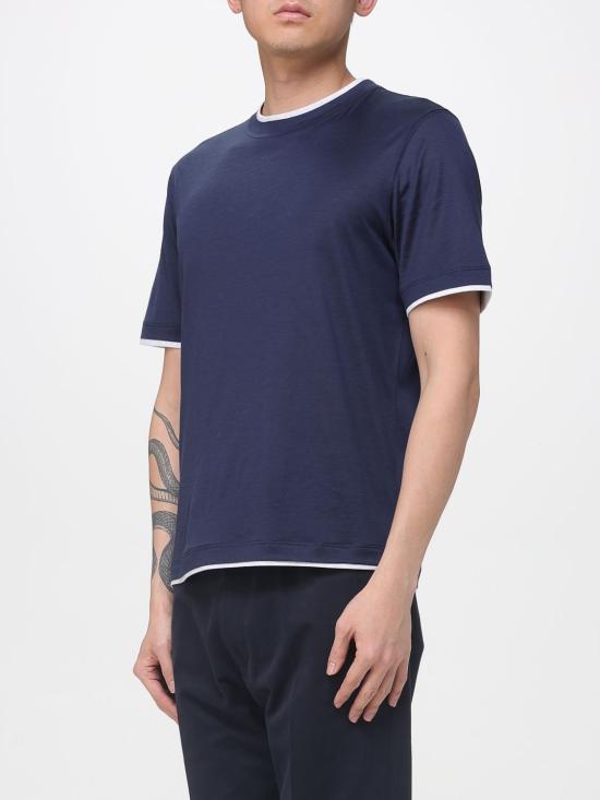 26SS 브루넬로 쿠치넬리 반팔 티셔츠 MD8217427 CW770 Blue - BRUNELLO CUCINELLI