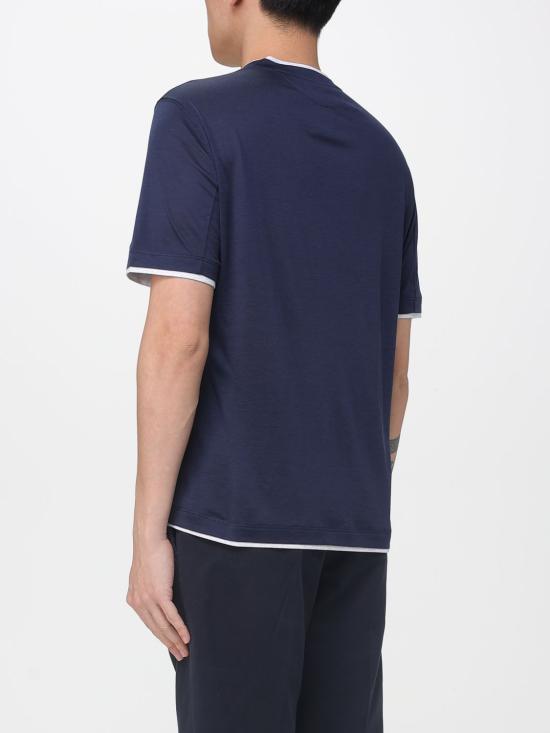 26SS 브루넬로 쿠치넬리 반팔 티셔츠 MD8217427 CW770 Blue - BRUNELLO CUCINELLI