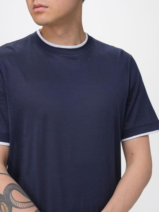 26SS 브루넬로 쿠치넬리 반팔 티셔츠 MD8217427 CW770 Blue - BRUNELLO CUCINELLI