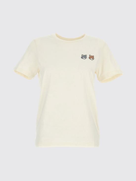 26SS 메종키츠네 더블 폭스 헤드 레귤러 티셔츠 OW011CFKJ7026 P702 White - MAISON KITSUNE
