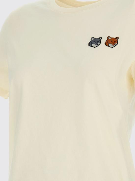 26SS 메종키츠네 더블 폭스 헤드 레귤러 티셔츠 OW011CFKJ7026 P702 White - MAISON KITSUNE