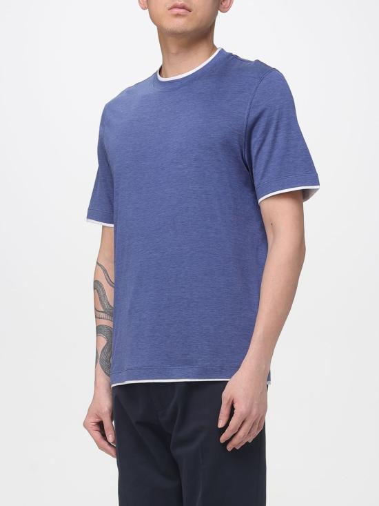 26SS 브루넬로 쿠치넬리 반팔 티셔츠 MR8337427 CTA27 Blue - BRUNELLO CUCINELLI