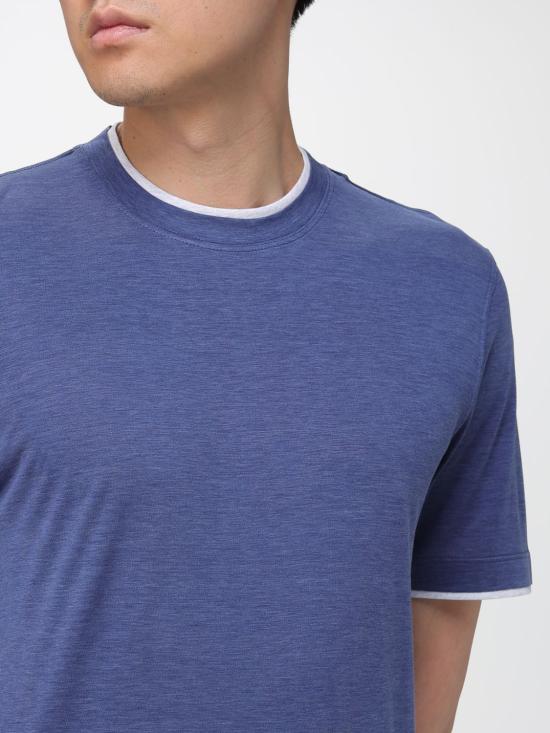 26SS 브루넬로 쿠치넬리 반팔 티셔츠 MR8337427 CTA27 Blue - BRUNELLO CUCINELLI