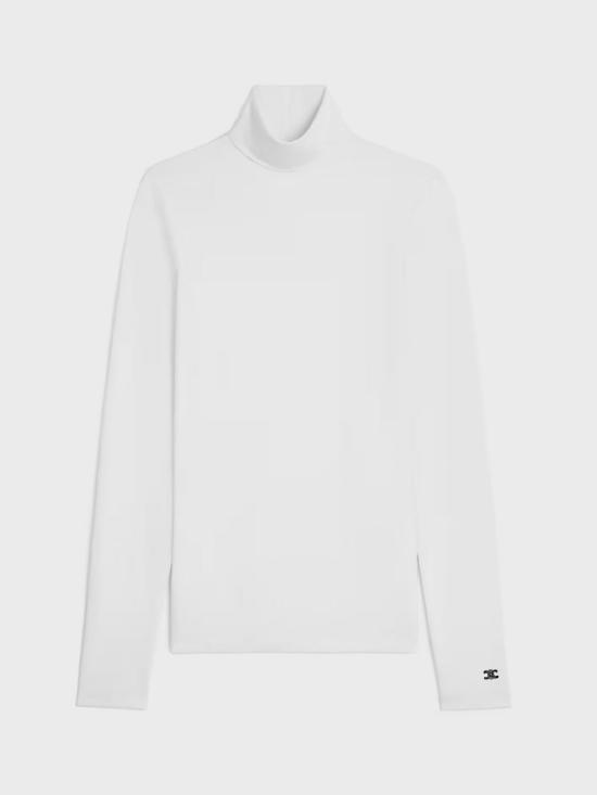 26SS 셀린느 애슬레틱 코튼 저지 하이넥 탑 RX0IJ1012 01OP White