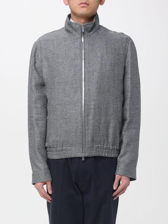 26SS 브루넬로 쿠치넬리 스탠드 칼라 실크, 리넨, 울 블렌디드 홉색 블루종 MZ4036580 C032 Grey