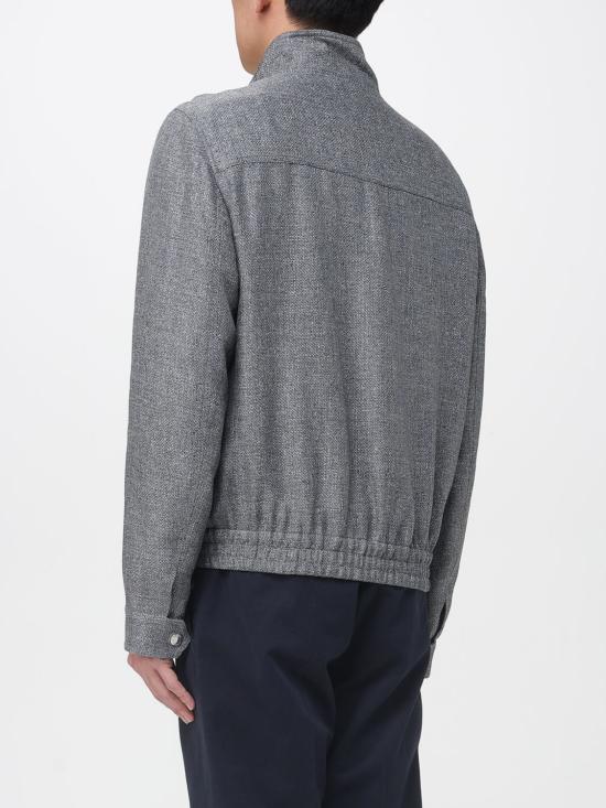 26SS 브루넬로 쿠치넬리 스탠드 칼라 실크, 리넨, 울 블렌디드 홉색 블루종 MZ4036580 C032 Grey - BRUNELLO CUCINELLI