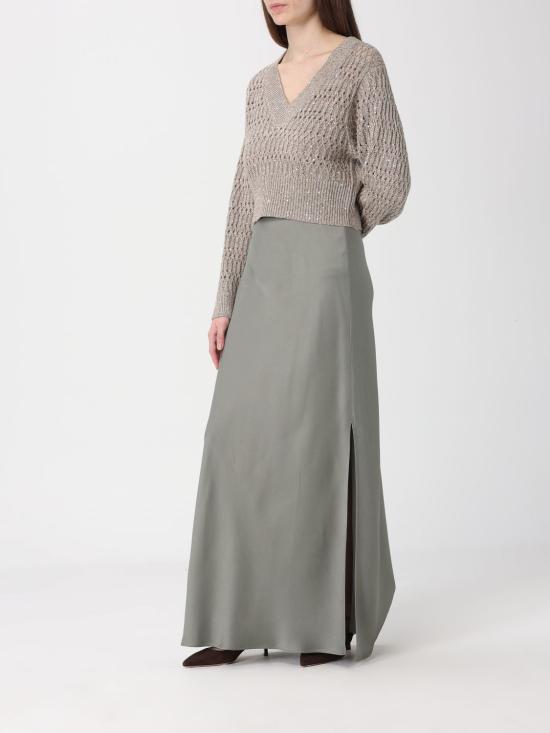 26SS 브루넬로 쿠치넬리 바이어스 컷 맥시 스커트 M0H38G3396 C9125 Green - BRUNELLO CUCINELLI