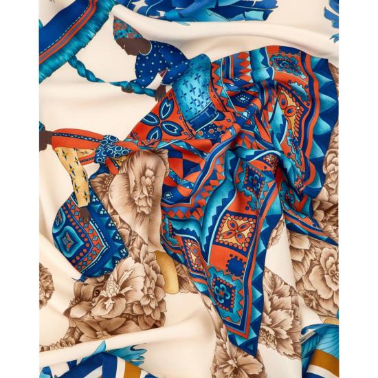 26SS 살바토레 페라가모 머플러/스카프 790178310233NAVY TURCHESE BEIGE MULTICOLOUR - SALVATORE FERRAGAMO