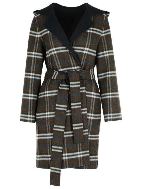 25FW 버버리 리버시블 울 후드 랩 코트 8110898C1307 Black - BURBERRY