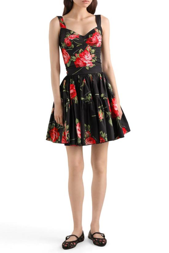 26SS 돌체앤가바나 미디 스커트 F4CB1THS5UTHN5ZN BOUQUET ROSE F BLACK - DOLCE & GABBANA