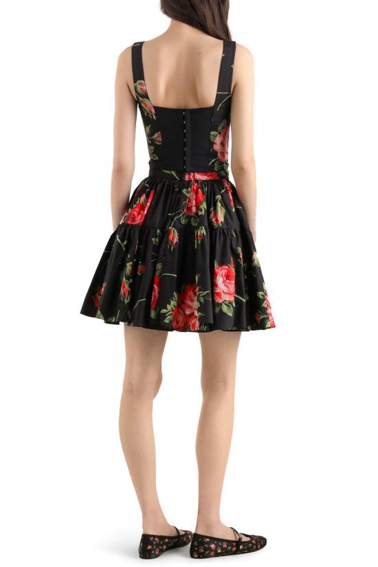 26SS 돌체앤가바나 미디 스커트 F4CB1THS5UTHN5ZN BOUQUET ROSE F BLACK - DOLCE & GABBANA