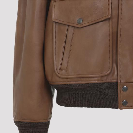 26SS 생로랑 시어링 칼라 가죽 봄버 자켓 843525 YCTE2 2146 BROWN - SAINT LAURENT