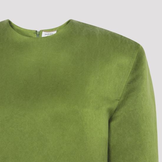 25FW 생로랑 숏 원피스 848977 Y5J30 3002 GREEN - SAINT LAURENT