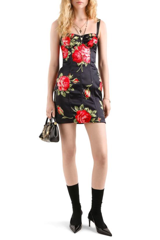 26SS 돌체앤가바나 숏 원피스 F6CLMTFSICDHN5ZN BOUQUET ROSE F BLACK - DOLCE & GABBANA