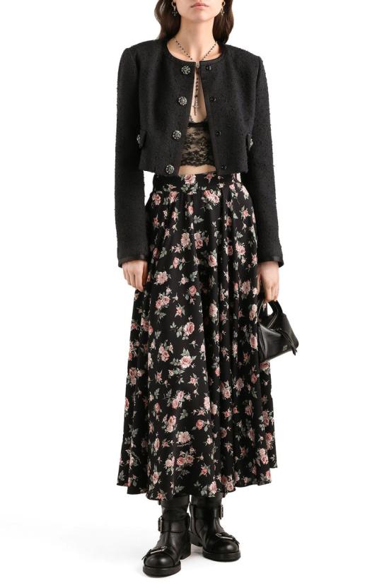 26SS 돌체앤가바나 롱 스커트 F4DBGTFSA8CHN5XQ ROSE VINTAGE F BLACK - DOLCE & GABBANA