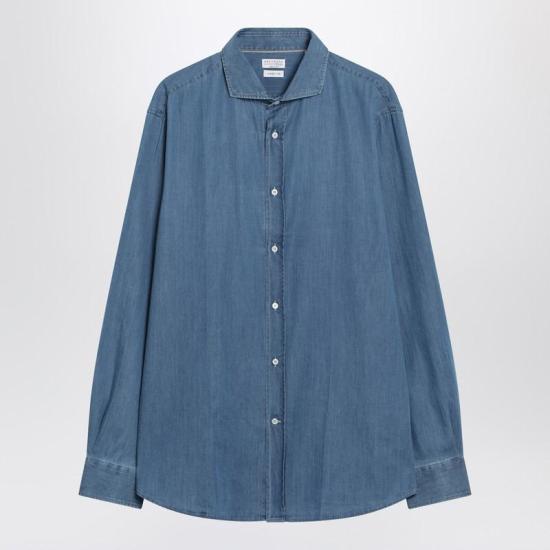 26SS 브루넬로 쿠치넬리 긴팔 셔츠 MR6830627DE S CUCIN C001 BLUE