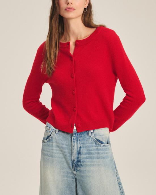  벨벳 가디건 놀리  레드 - VELVET