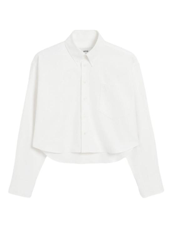 26SS 아미 톤온톤 하트 로고 크롭 오버사이즈 셔츠 FSH770CO0031168 WHITE