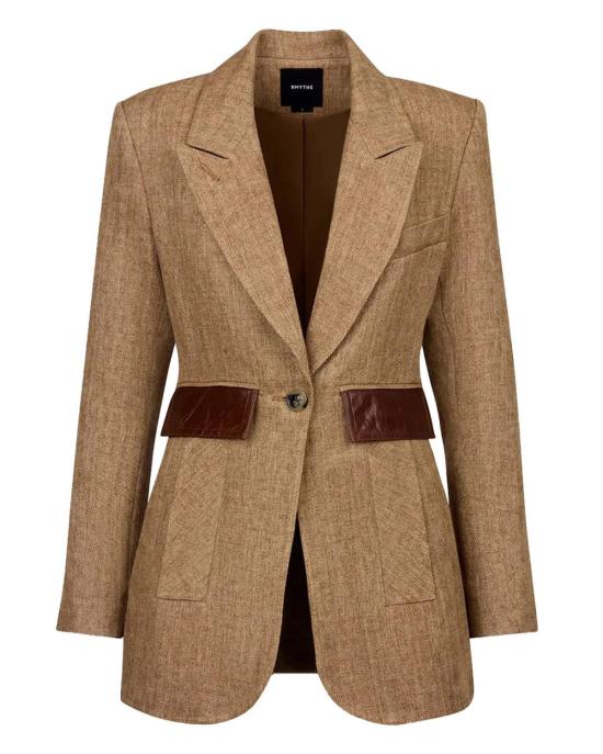  스미스 수트 자켓 테일러드 보이프렌드 블레이저 브라운