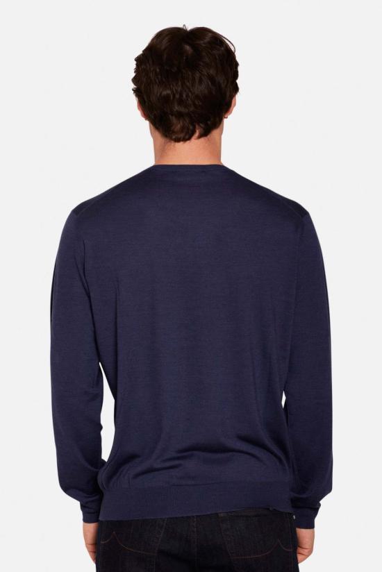  필리포 드 로렌티스 스웨터 필리포 데 로렌티스 울 실크 캐시미어 크루넥  블루 - FILIPPO DE LAURENTIIS