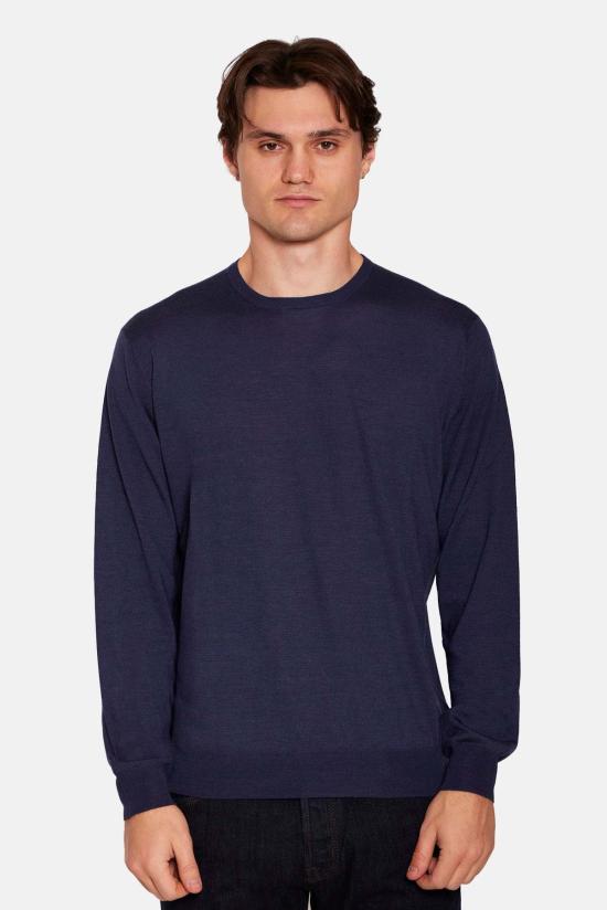  필리포 드 로렌티스 스웨터 필리포 데 로렌티스 울 실크 캐시미어 크루넥  블루