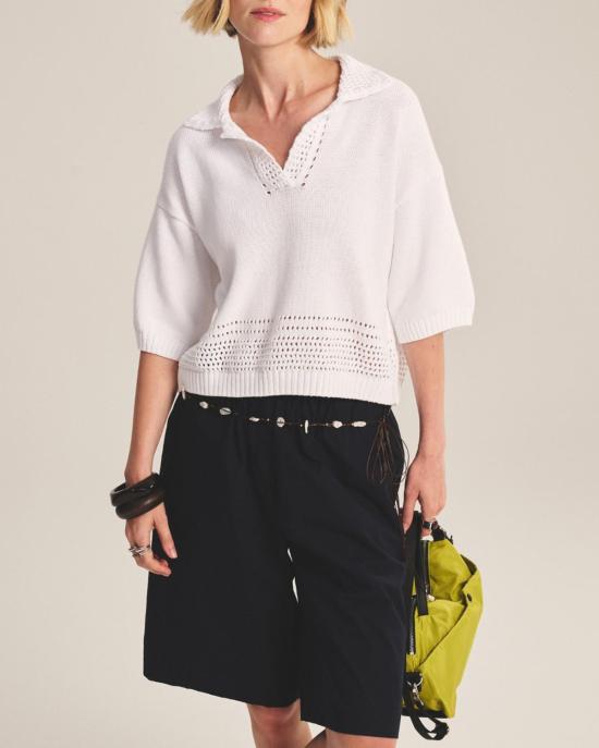  벨벳 반팔 티셔츠 윈슬로우 니트 폴로 셔츠 화이트