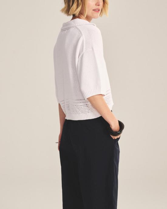  벨벳 반팔 티셔츠 윈슬로우 니트 폴로 셔츠 화이트 - VELVET