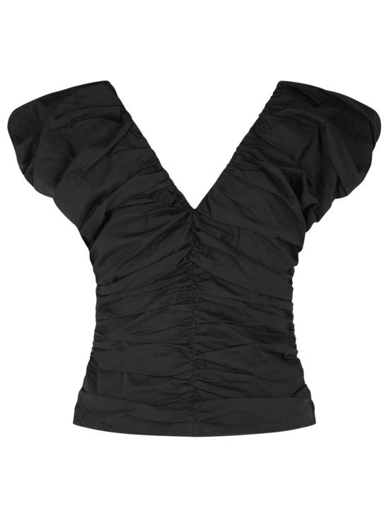 26SS 가니 투웨이 집 클로저 러치드 슬리브리스 탑 A1040071099 Black - GANNI