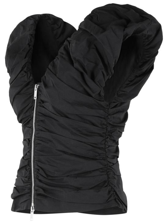 26SS 가니 투웨이 집 클로저 러치드 슬리브리스 탑 A1040071099 Black - GANNI