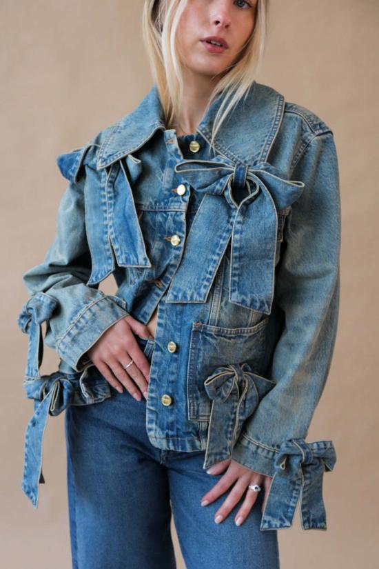  가니 데님 자켓 틴트 리지드 데님 재킷 미드 블루 빈티지 - GANNI