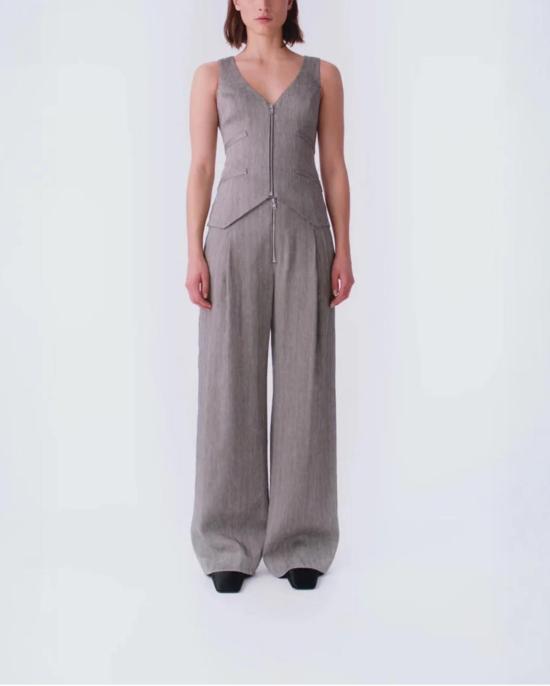  Smythe 스트레이트 팬츠 스미스 노출형 지퍼 주름 팬츠 그레이 - OTHER BRANDS