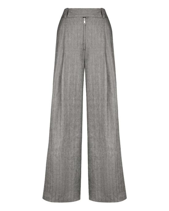  Smythe 스트레이트 팬츠 스미스 노출형 지퍼 주름 팬츠 그레이