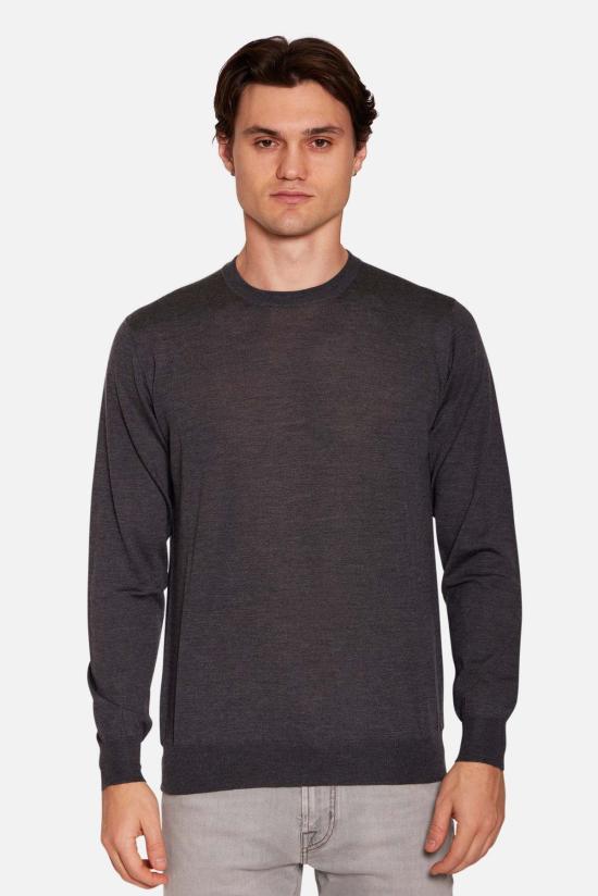  필리포 드 로렌티스 스웨터 필리포 데 로렌티스 울 실크 캐시미어 크루넥  차콜