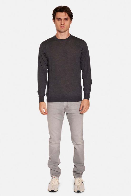  필리포 드 로렌티스 스웨터 필리포 데 로렌티스 울 실크 캐시미어 크루넥  차콜 - FILIPPO DE LAURENTIIS