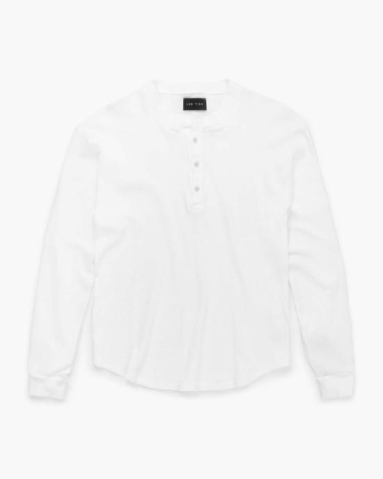  레스 티엔 폴로 티셔츠 레 티엔 써멀 베이스볼 헴 헨리 탑 화이트