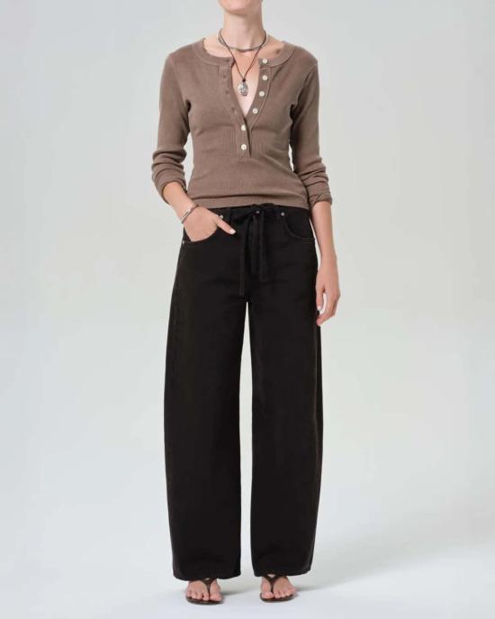  시티즌 오브 휴머니티 긴팔 티셔츠 인류 시민들 Varra Henley Top Brown - CITIZEN OF HUMANITY