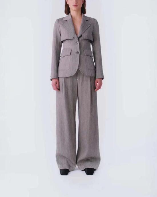  스미스 수트 자켓 스톰 플랩 블레이저 그레이 - SMYTHE